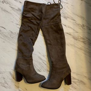 Brown thigh high boots